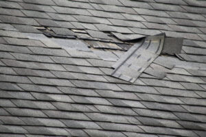 missing roof shingles leading to roof leak